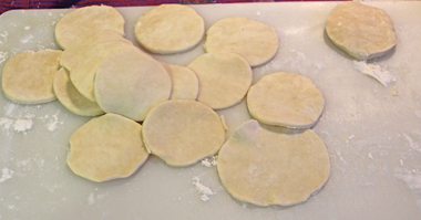 pastry dough cut into discs
