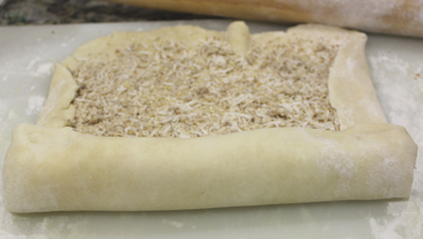 pastry pinwheel being rolled